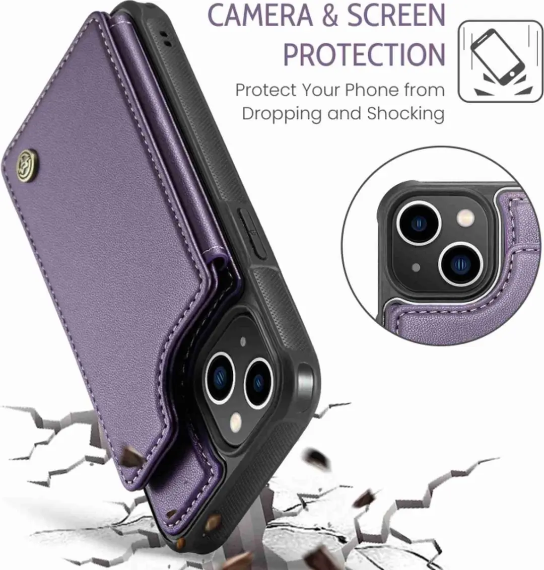 Caseme Luxe Portemonnee Backcover iPhone 13 - Paars