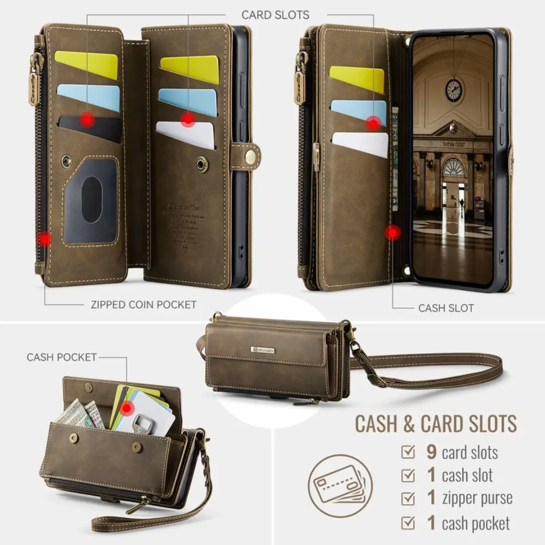 Caseme Hoesje Galaxy S25 Plus Portemonnee - 9 Pasjes - Bruin - afbeelding 6 van 6