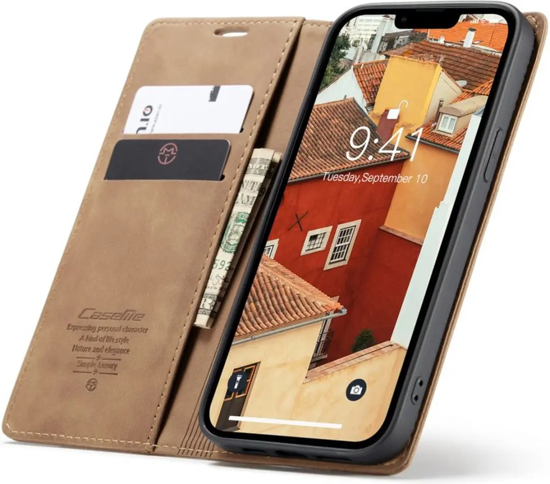 Caseme Retro Wallet Case CSM-37184 - iPhone 14 Plus - 2 Pasjes - Bruin