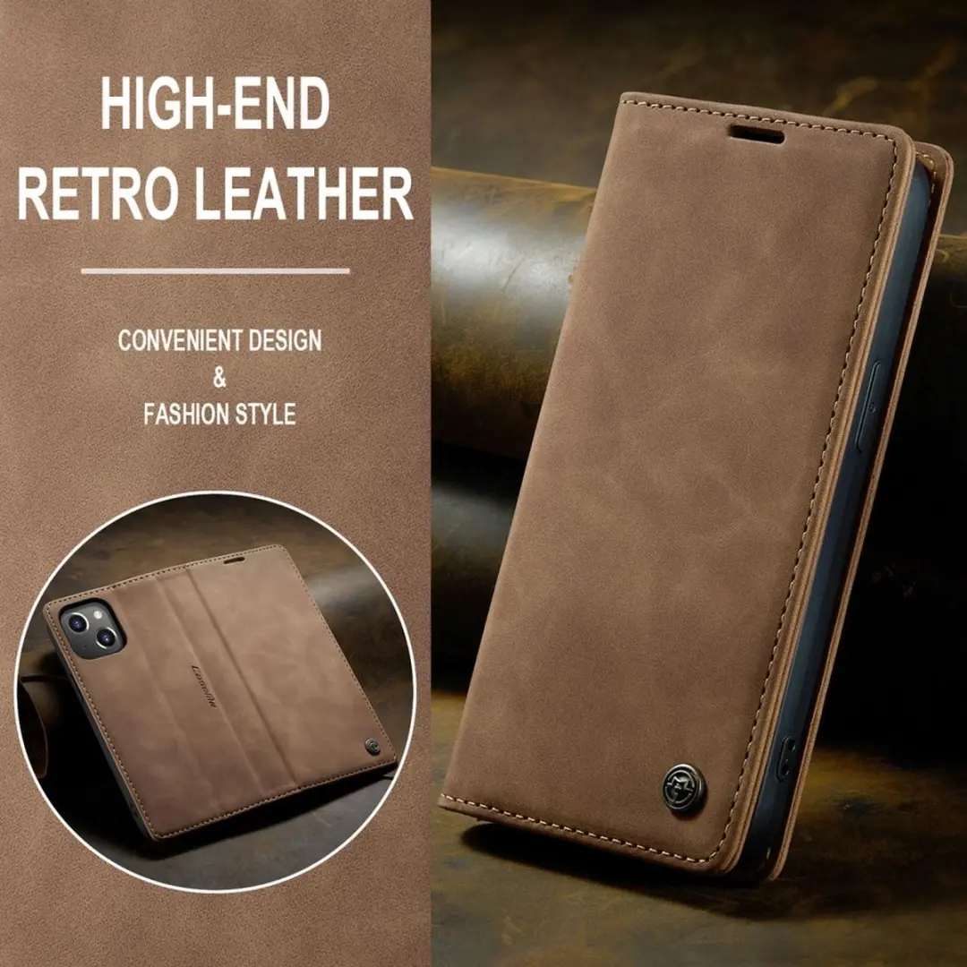 Caseme Retro Wallet Case CSM-37184 - iPhone 14 Plus - 2 Pasjes - Bruin