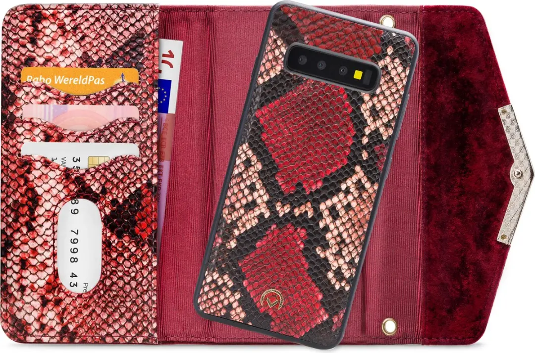 Mobilize Velvet Clutch Samsung Galaxy S10 - Rood - 4 Pasjes