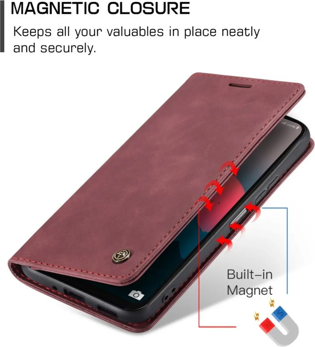 Caseme 013 Book Case Hoesje Samsung Galaxy A26 - Bordeaux