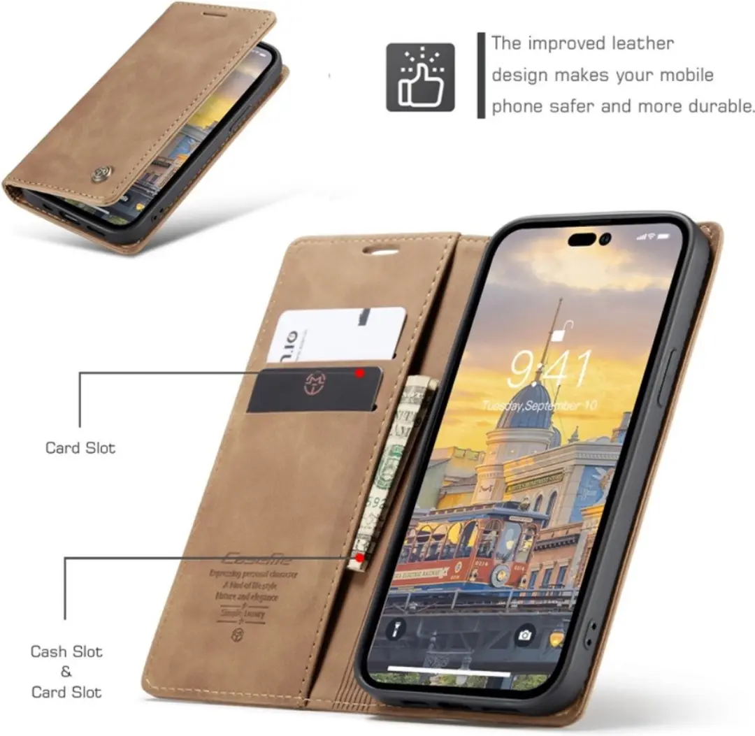 Caseme 013 Book Case iPhone 14 Pro Max Hoesje - Bruin