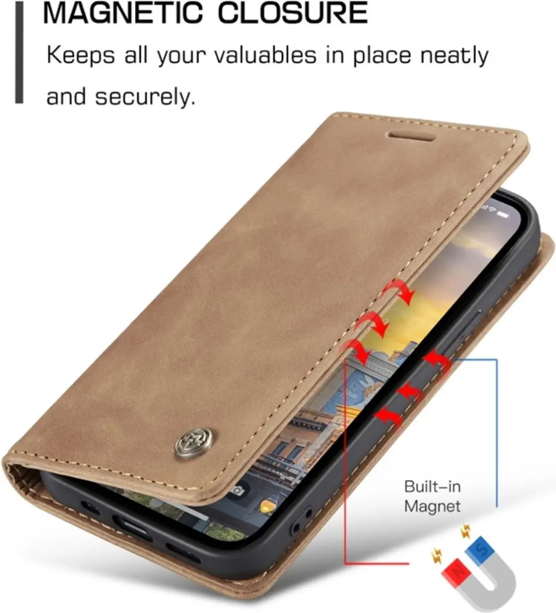 Caseme 013 Book Case iPhone 14 Pro Max Hoesje - Bruin