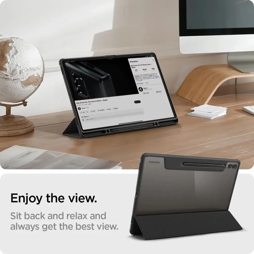 Spigen Ultra Hybrid Pro Hoesje - Samsung Galaxy Tab S10/S9/S8 Ultra - 14.6" - Zwart - afbeelding 6 van 6