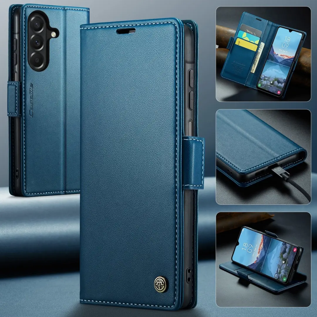 Caseme Hoesje Samsung Galaxy A27 Wallet Book - Blauw - 3 Pasjes