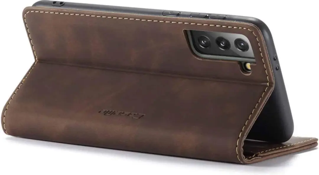 Caseme Retro Boekhoes Samsung Galaxy S21 Plus - Donkerbruin - 2 Pasjes - afbeelding 6 van 6