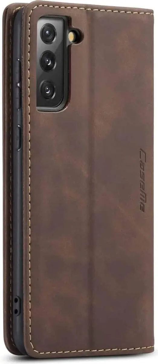 Caseme Retro Boekhoes Samsung Galaxy S21 Plus - Donkerbruin - 2 Pasjes