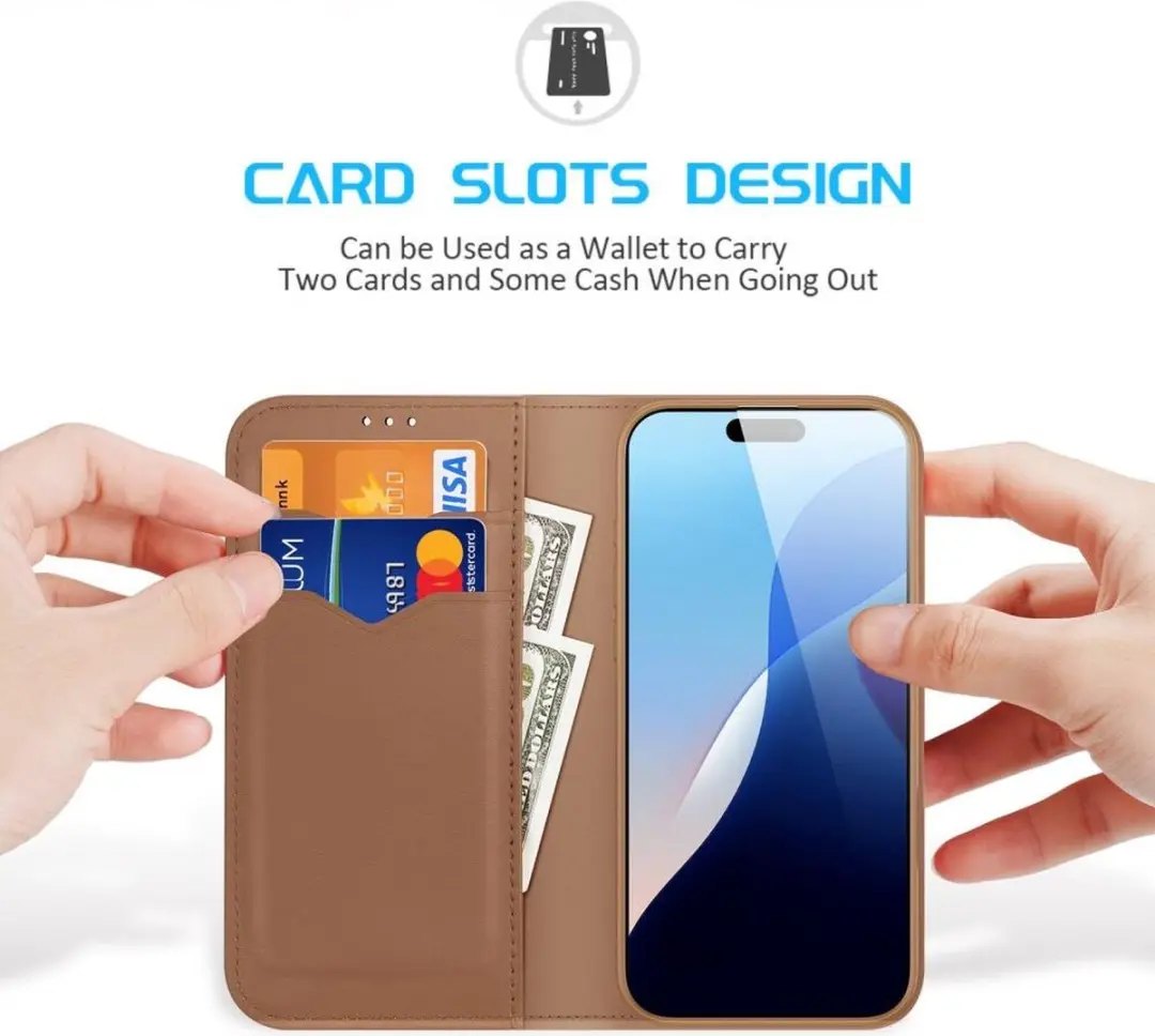 Dux Ducis Hivo Series iPhone 16 Plus Hoesje - 3 Pasjes - Bruin