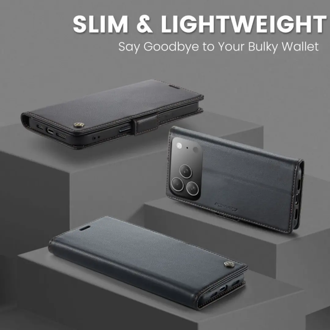 CaseMe Wallet Case iPhone 17 Pro Max - RFID - 3 Pasjes - Zwart