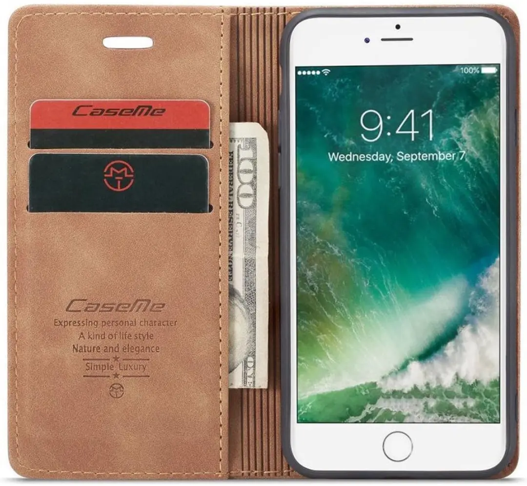 Caseme Book Case A526-12 iPhone Hoesje - Bruin