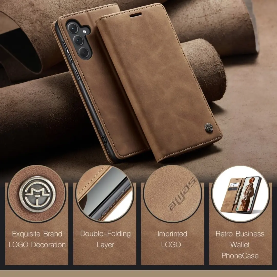 Caseme 013 Book Case Hoesje - Samsung Galaxy A36 - 2 Pasjes - Bruin - afbeelding 6 van 6