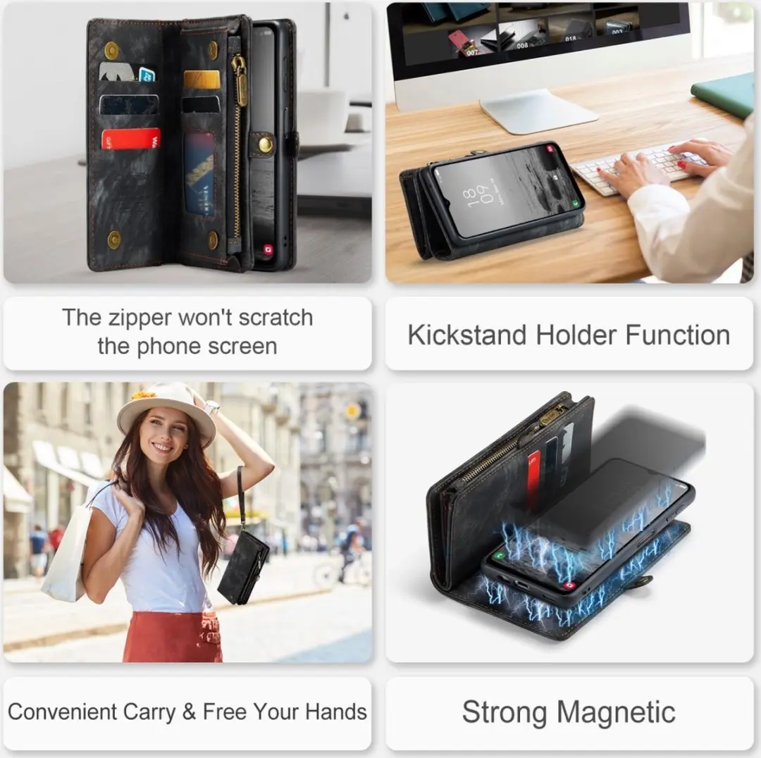 Caseme 008 Hoesje Samsung Galaxy A14 - 2-in-1 Book Case - 8 Pasjes - Zwart