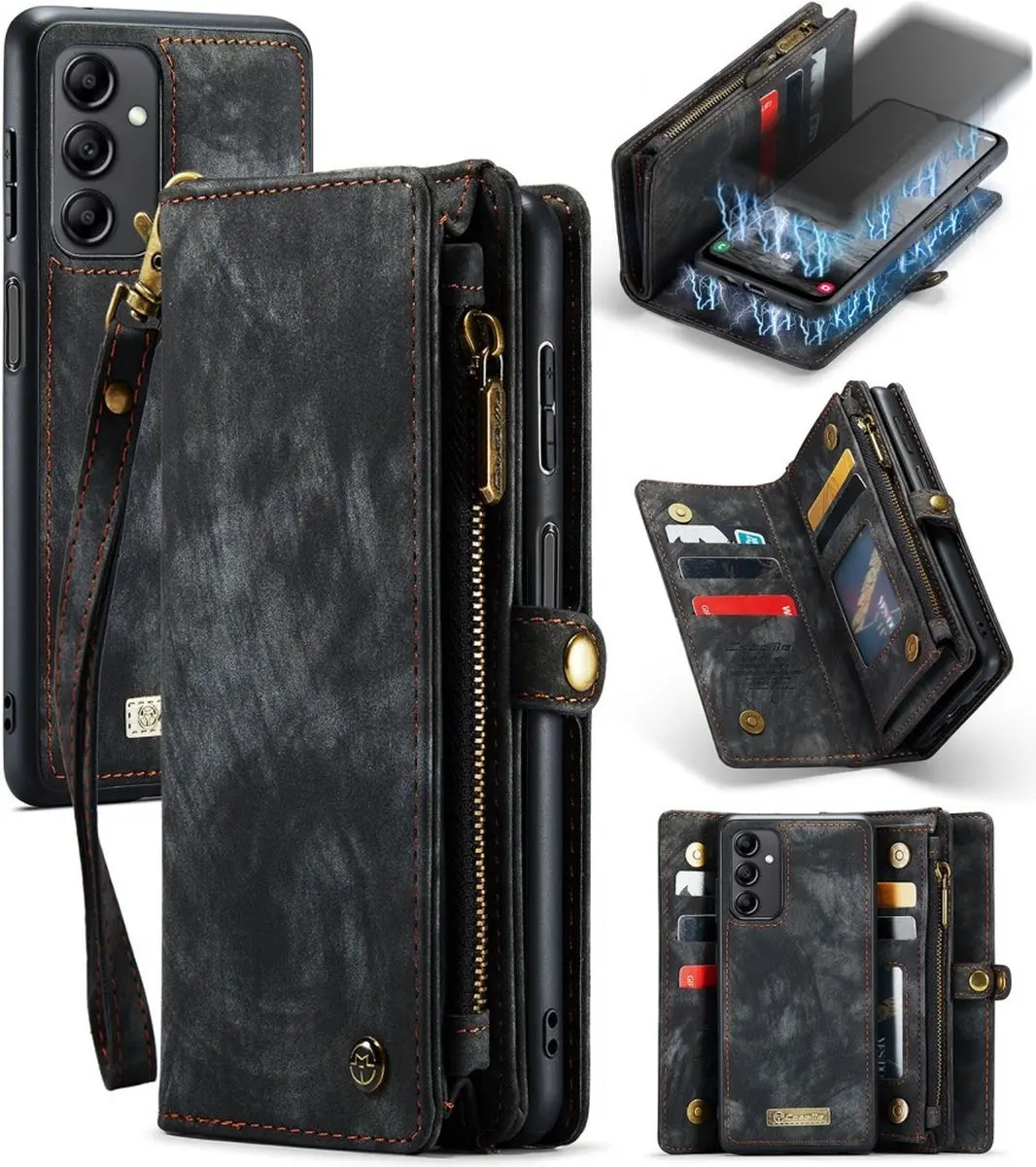 Caseme 008 Hoesje Samsung Galaxy A14 - 2-in-1 Book Case - 8 Pasjes - Zwart