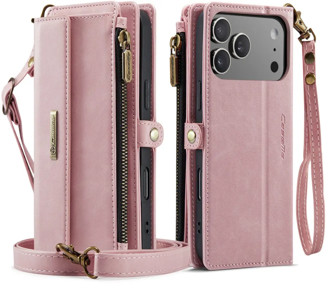 Caseme iPhone 17 Pro Hoesje Portemonnee - 9 Pasjes - Lichtroze