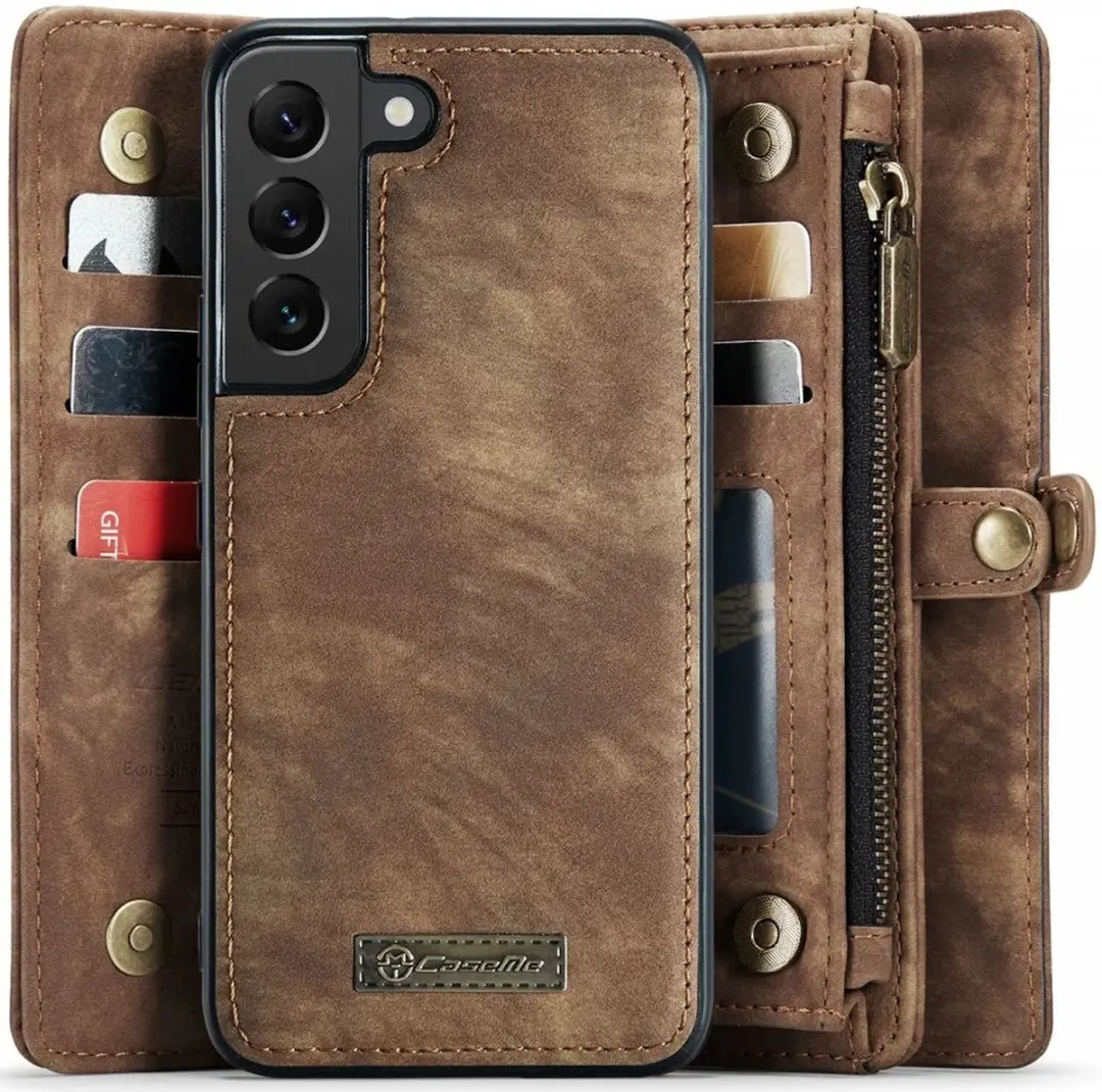 Caseme 008 Samsung Galaxy S22 Hoesje - 10 Pasjes - Bruin