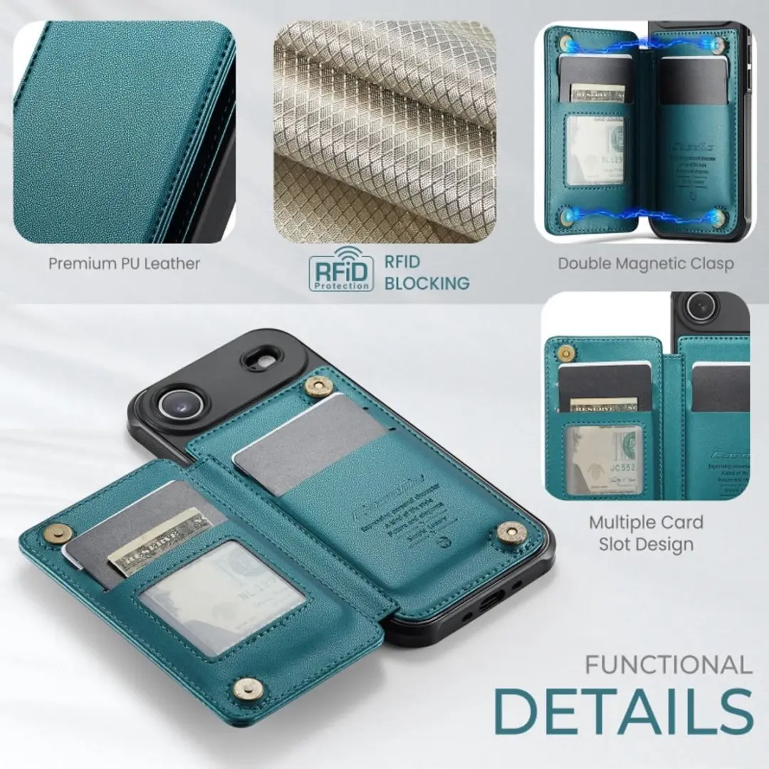Caseme Portemonnee Backcover iPhone Air - Anti-RFID Groen - afbeelding 6 van 6