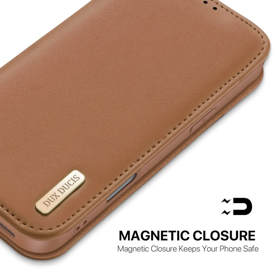 Dux Ducis Hivo Hoesje iPhone 17 - Bruin Leder - 2 Pasjes