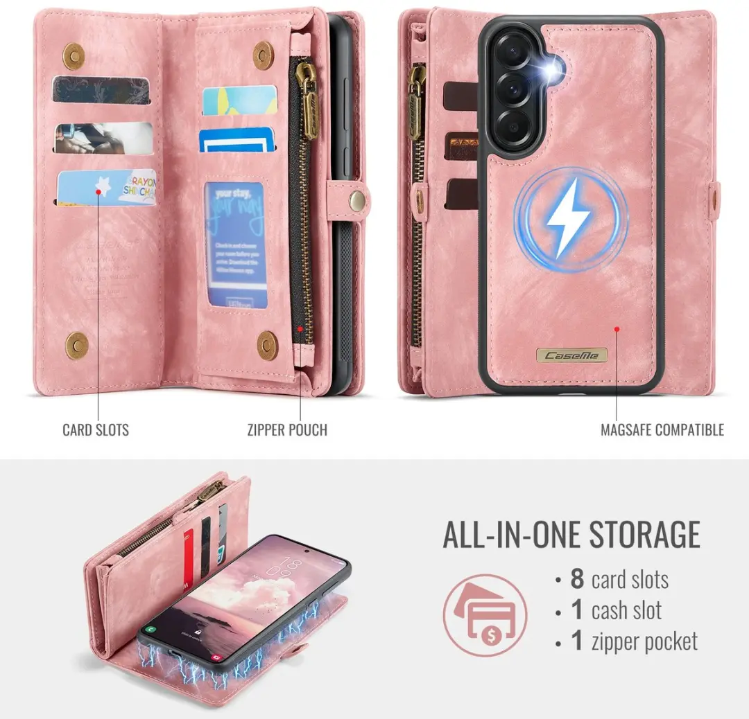 Caseme 008 Hoesje Samsung Galaxy A57 - Roze - 8 Pasjes