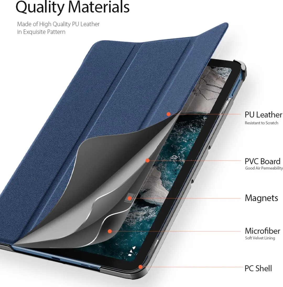 Dux Ducis Domo Book Case TA1397-18 - Tablethoes Nokia T20 10.4" - Donker Blauw - afbeelding 6 van 6