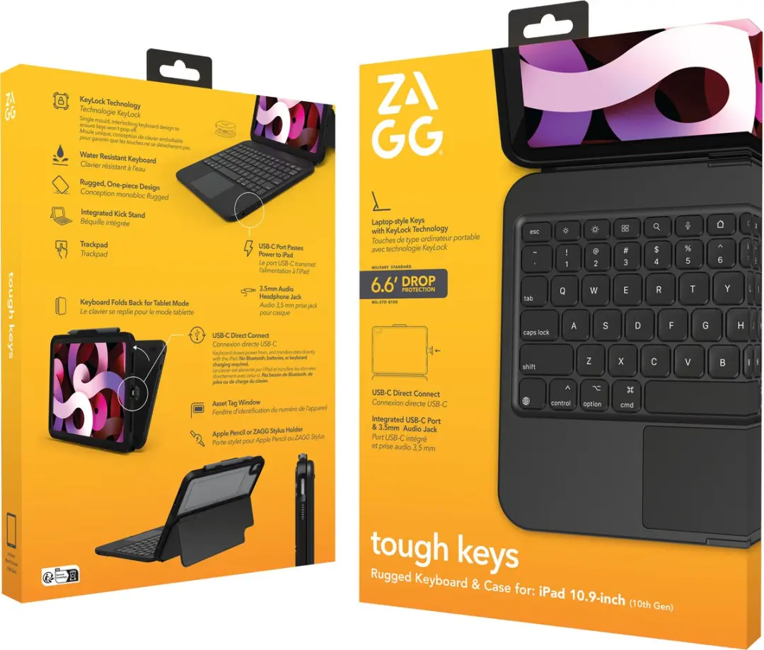 ZAGG Tough Keys Keyboard Bookcase iPad Air 10.9" - Zwart - afbeelding 6 van 6
