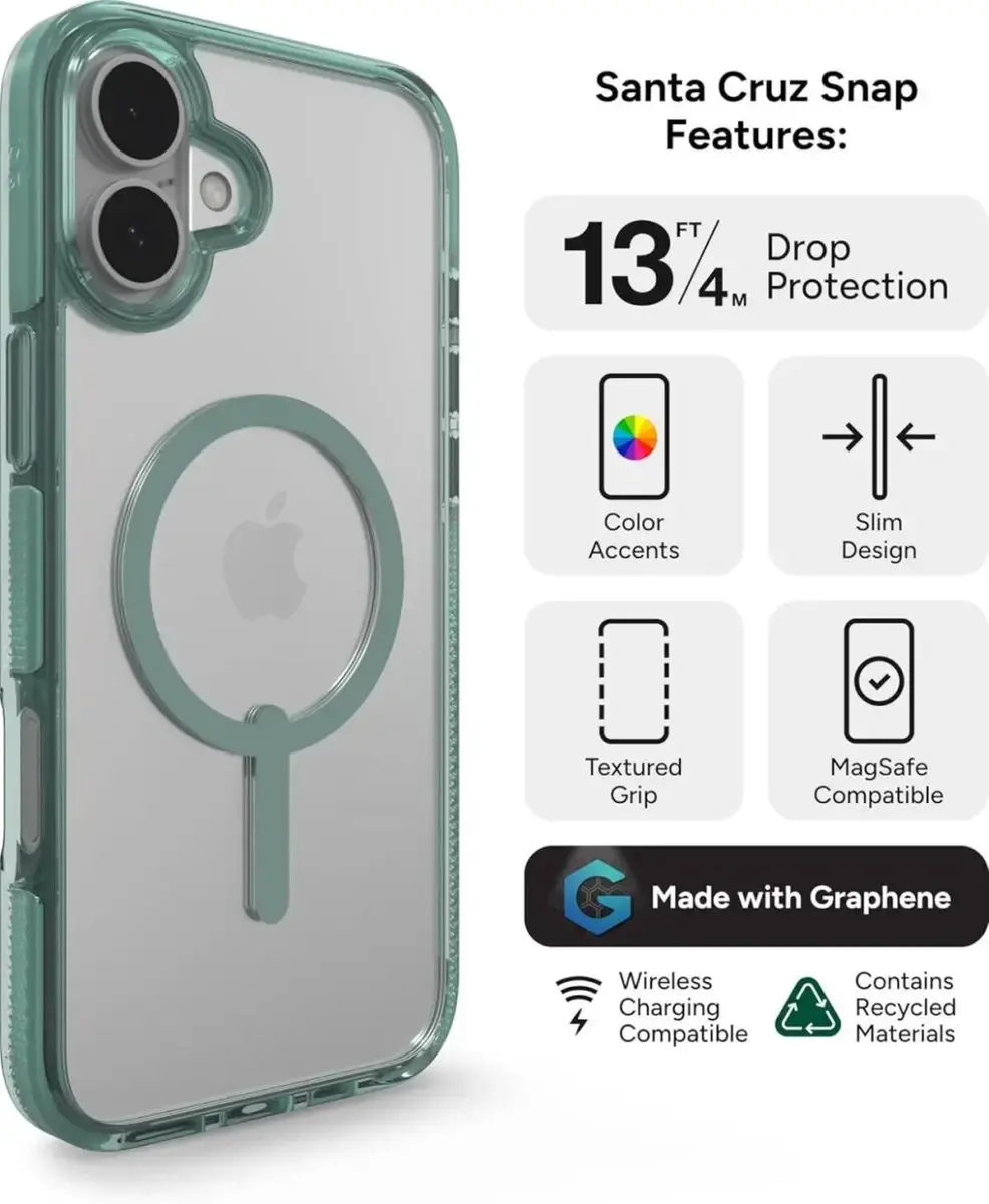 ZAGG Santa Cruz Snap Mag iPhone 16 Plus Hoesje - 702315063 - Groen
