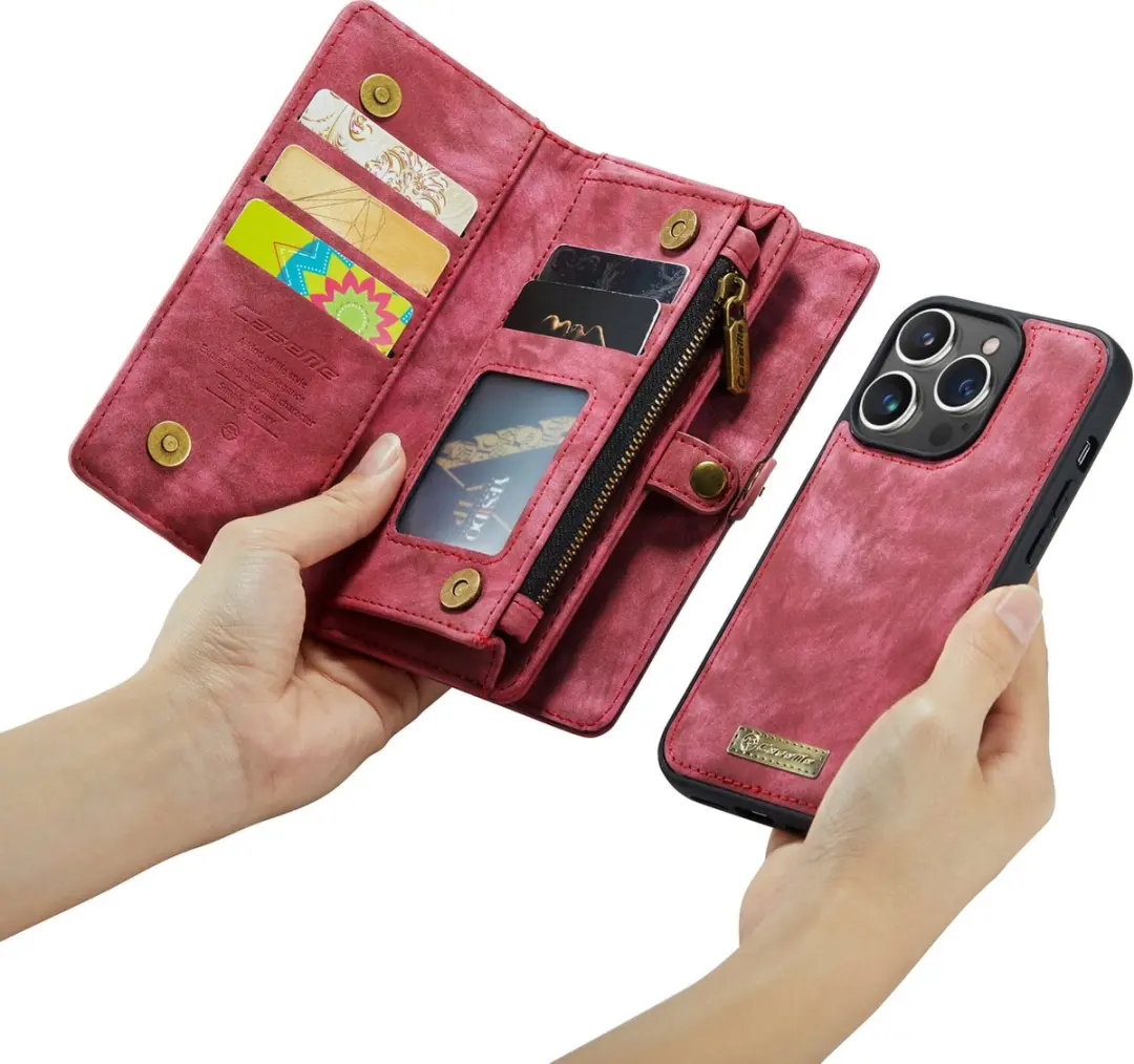 Caseme iPhone 14 Pro Hoesje 9176 - Rood - 8 Pasjes - afbeelding 6 van 6