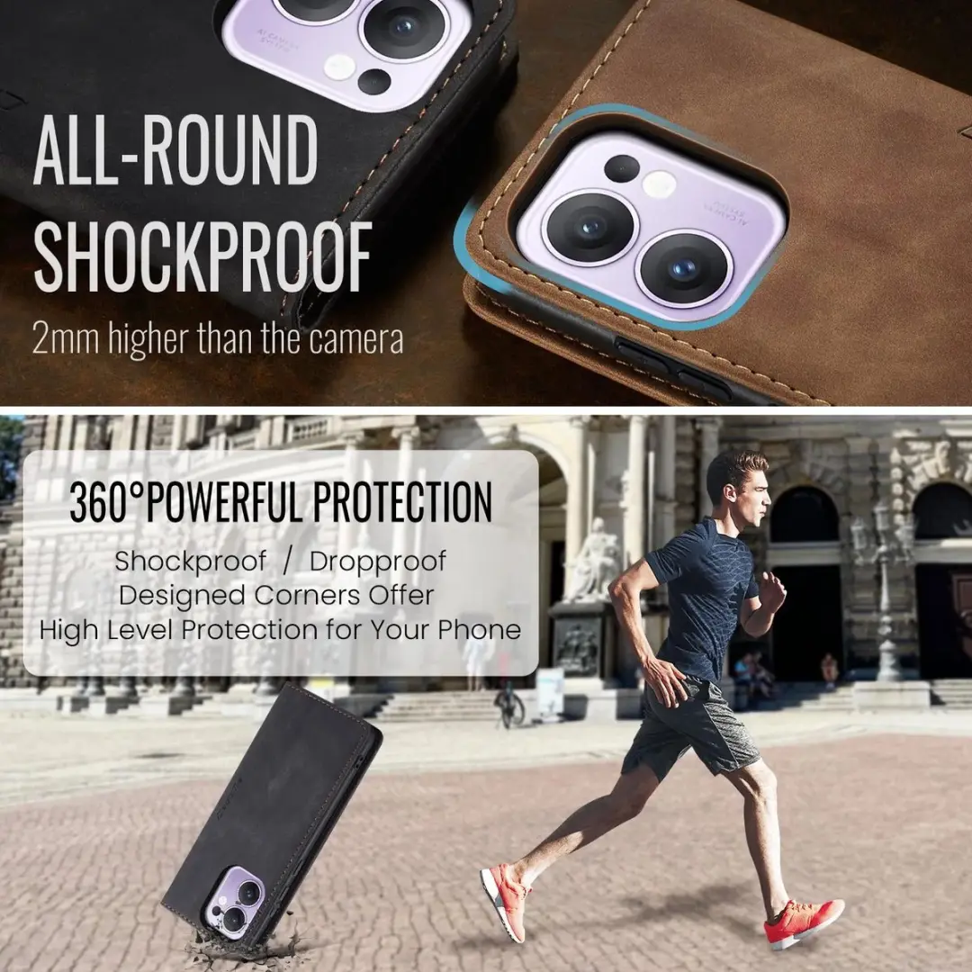 Caseme Retro Texture Book Wallet Case Oppo Reno13 F 5G - Zwart