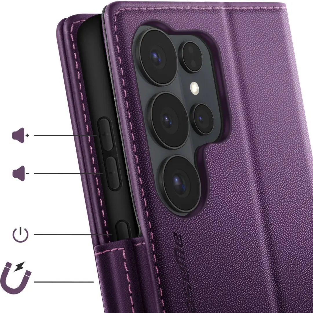 Caseme Etui Galaxy S26 Ultra Anti-RFID Donkerpaars - FOLIO-KAZME-PP-S26U