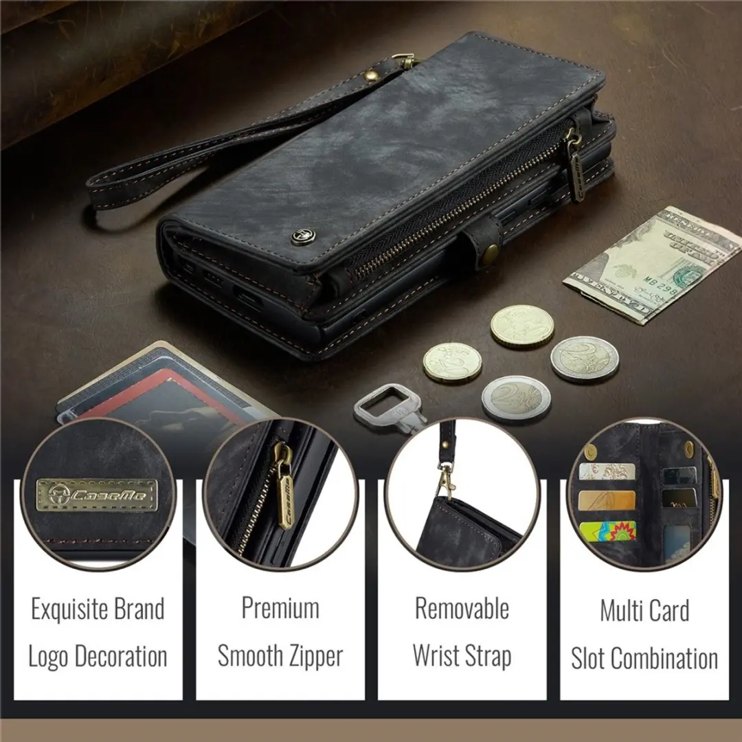 Caseme 008 iPhone 16 Hoesje - Book Case & Portemonnee 8 Pasjes - Zwart