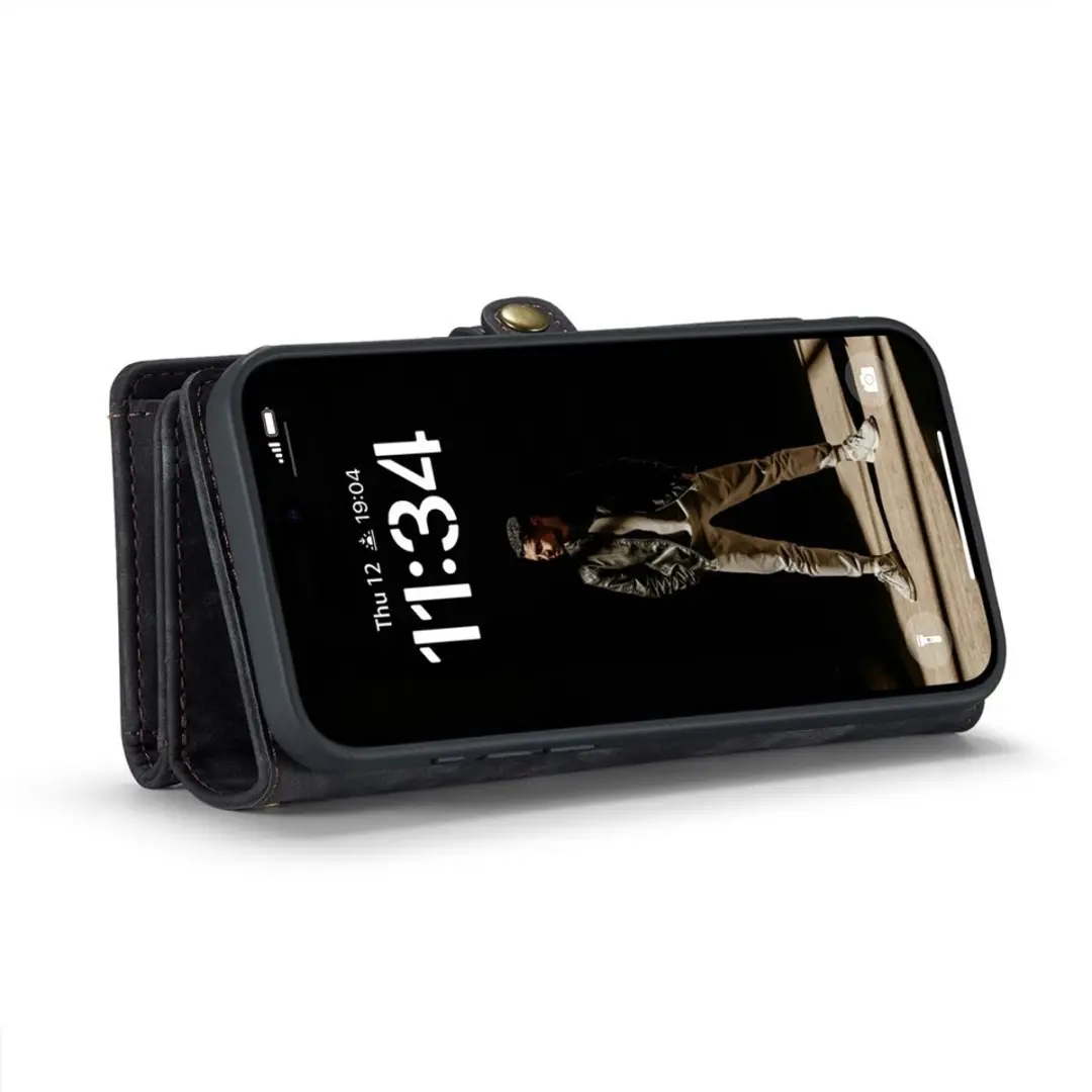Caseme 008 iPhone 16 Hoesje - Book Case & Portemonnee 8 Pasjes - Zwart - afbeelding 6 van 6