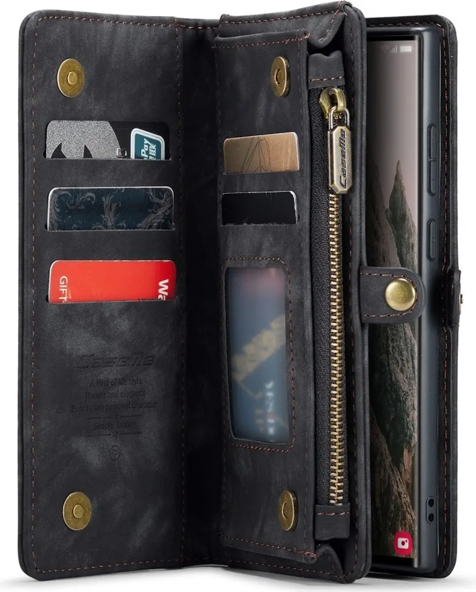 Caseme Hoes Samsung Galaxy S25 Ultra Vintage 2-in-1 Portemonnee - 8 Pasjes - Zwart - afbeelding 6 van 6