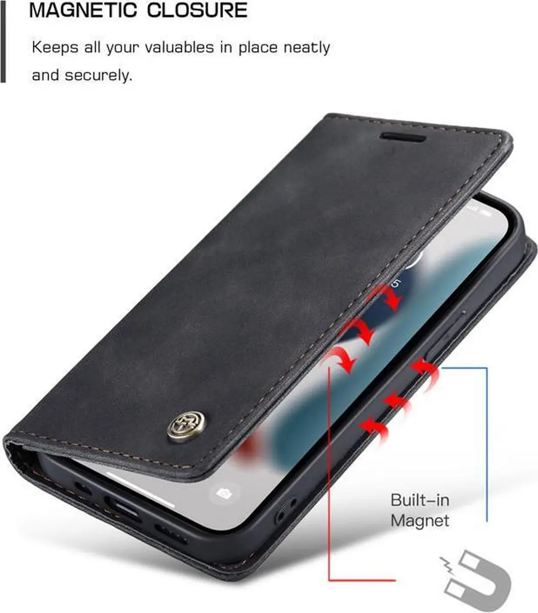 CaseMe iPhone 13 Pro Max Wallet Book Case IP13PM-37 - Zwart