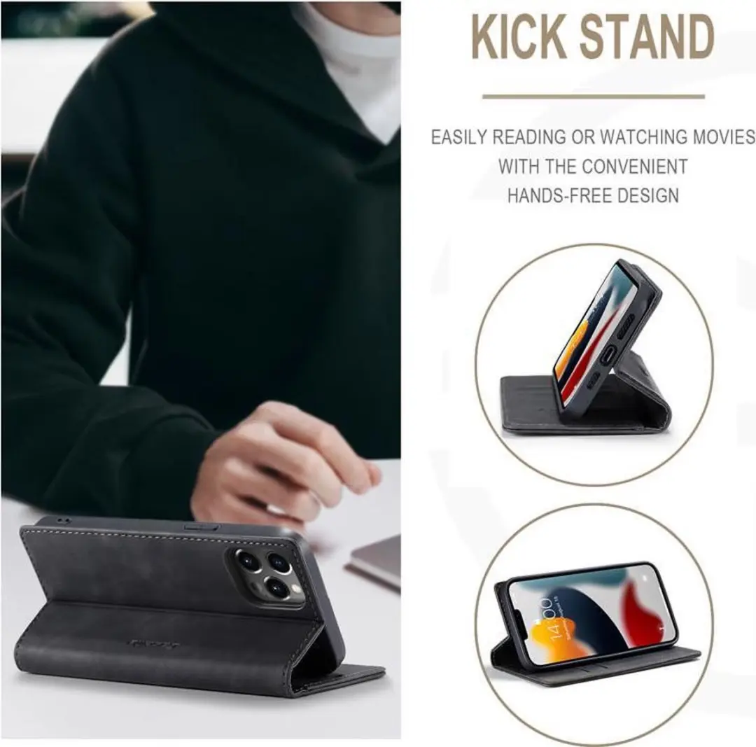 CaseMe iPhone 13 Pro Max Wallet Book Case IP13PM-37 - Zwart