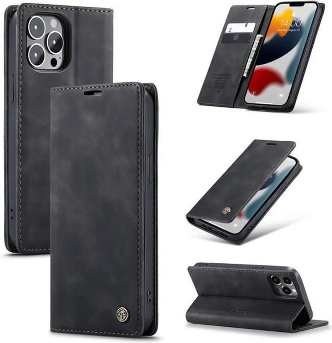 CaseMe iPhone 13 Pro Max Wallet Book Case IP13PM-37 - Zwart - afbeelding 6 van 6