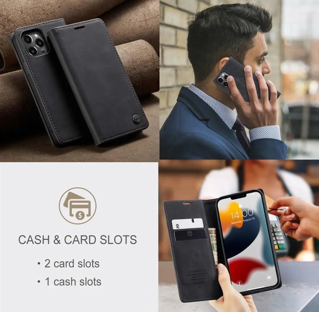 CaseMe iPhone 13 Pro Max Wallet Book Case IP13PM-37 - Zwart