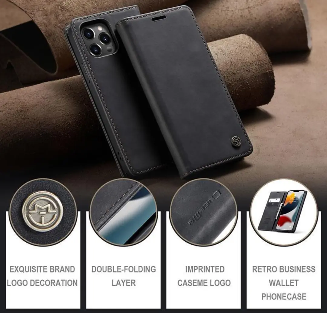 CaseMe iPhone 13 Pro Max Wallet Book Case IP13PM-37 - Zwart