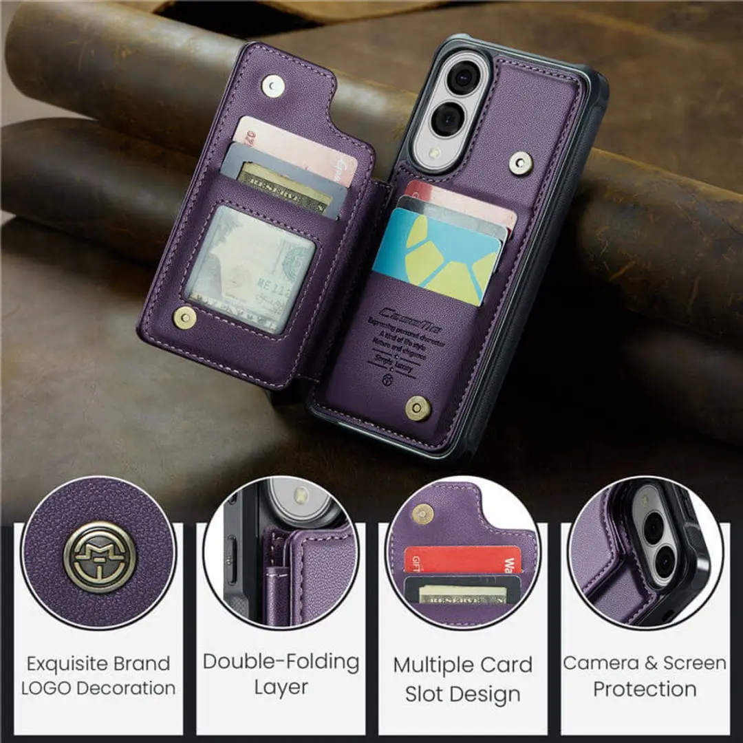 Caseme Portemonnee Backcover Anti-RFID Galaxy S25 Edge - 5 Pasjes - Paars - afbeelding 6 van 6