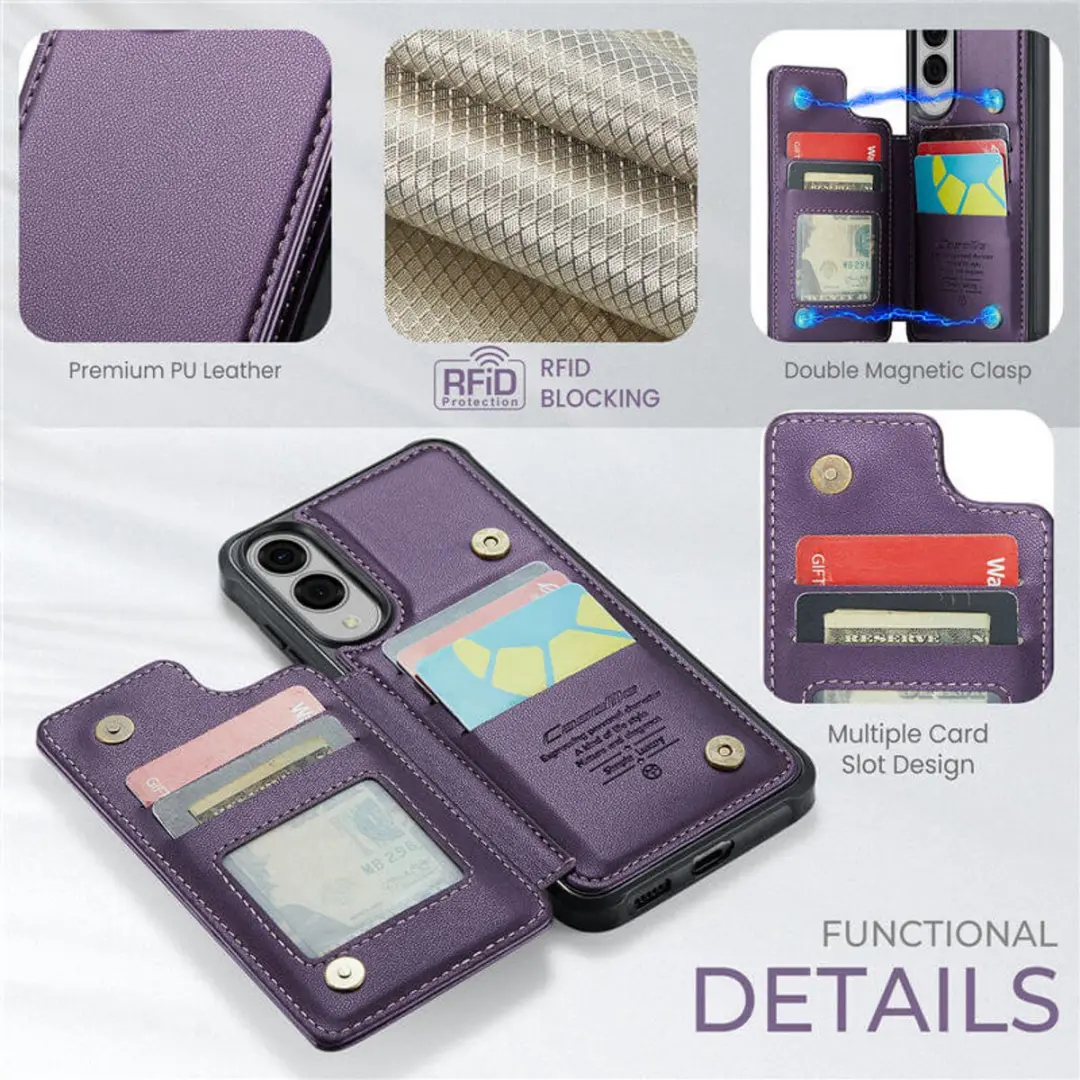 Caseme Portemonnee Backcover Anti-RFID Galaxy S25 Edge - 5 Pasjes - Paars