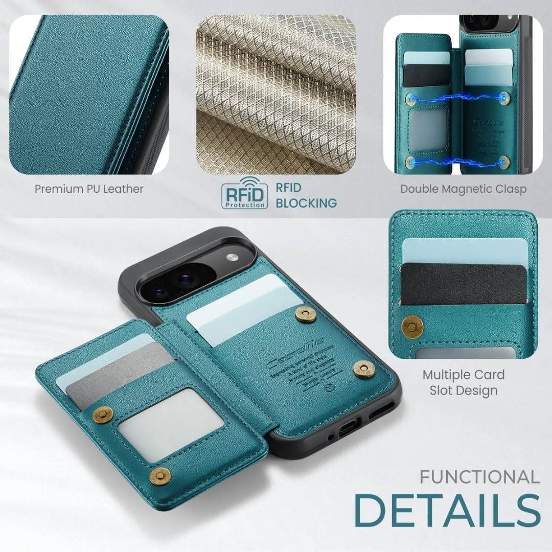 Caseme Portemonnee Backcover Pixel 9/10 - Anti-RFID - Groen - afbeelding 6 van 6