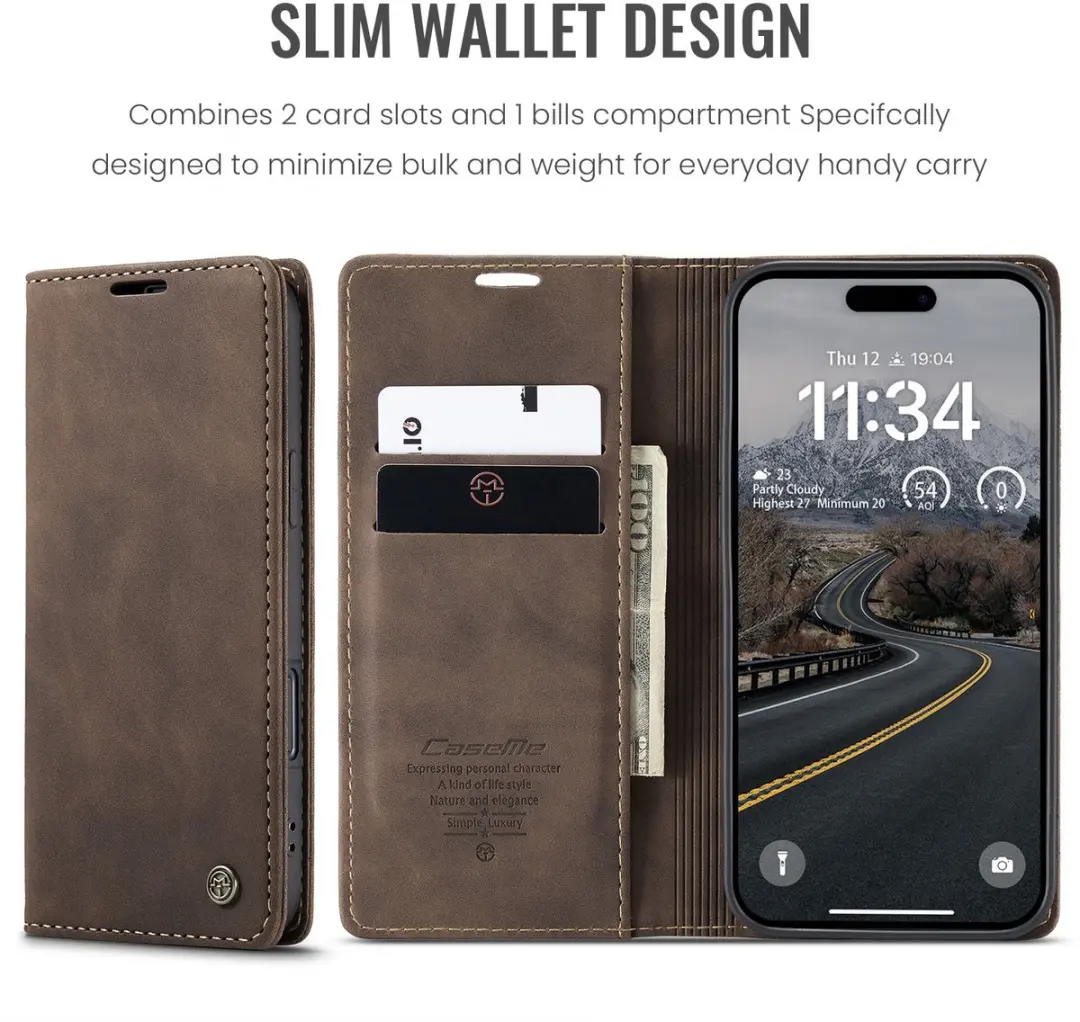 Caseme 013 Book Case Hoesje iPhone Air - Donkerbruin - afbeelding 6 van 6