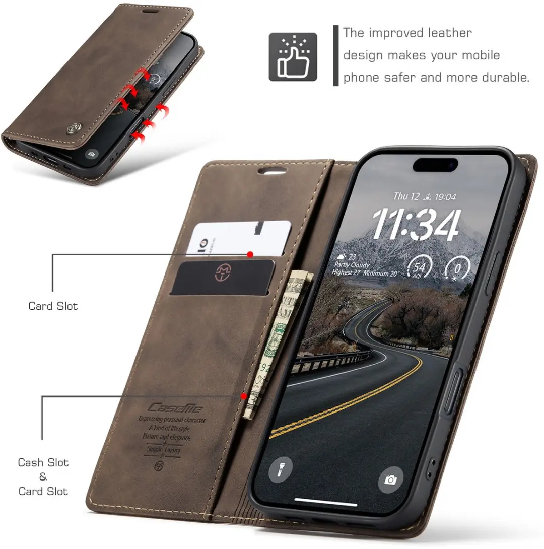 Caseme 013 Book Case Hoesje iPhone Air - Donkerbruin