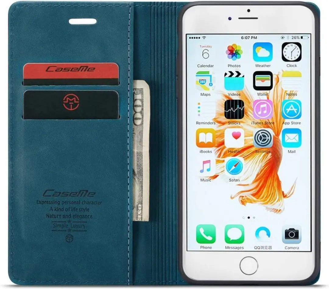Caseme Book Case iPhone 6/6s Hoesje - Blauw - 2 Pasjes