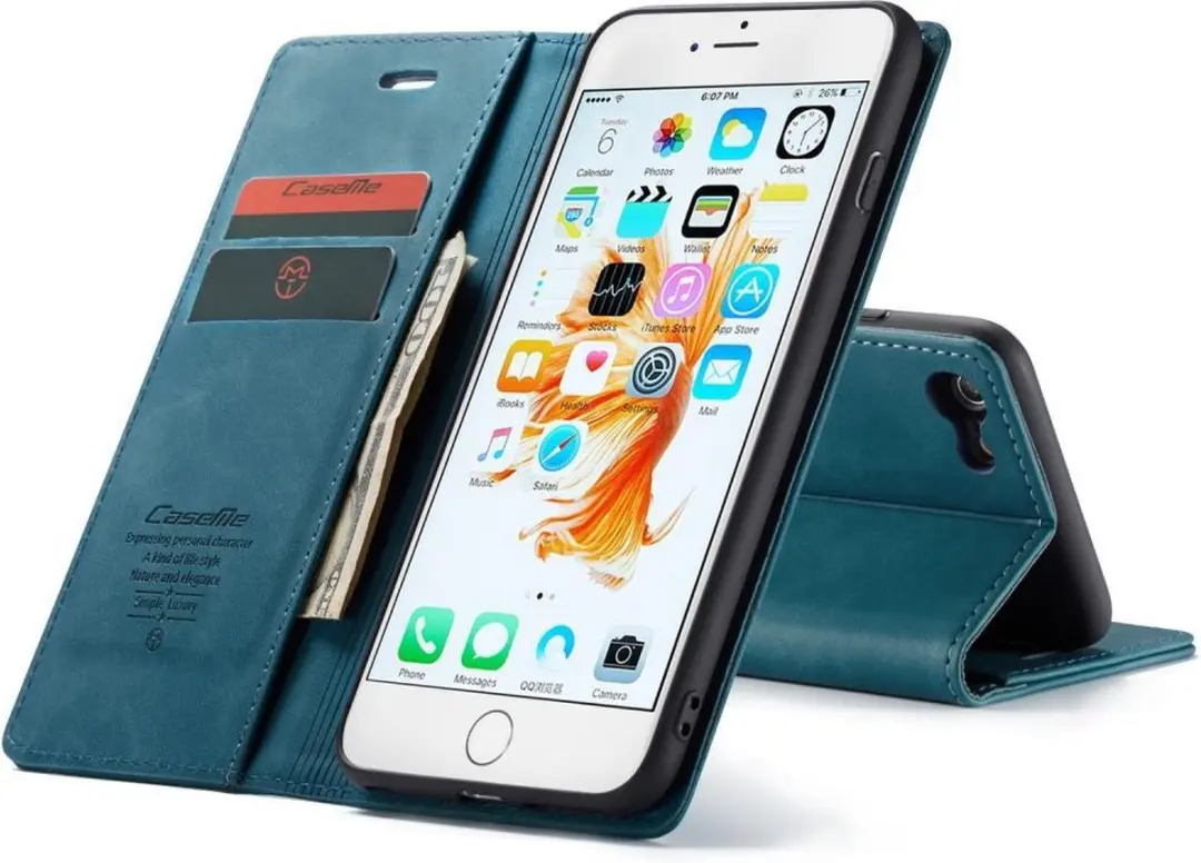 Caseme Book Case iPhone 6/6s Hoesje - Blauw - 2 Pasjes