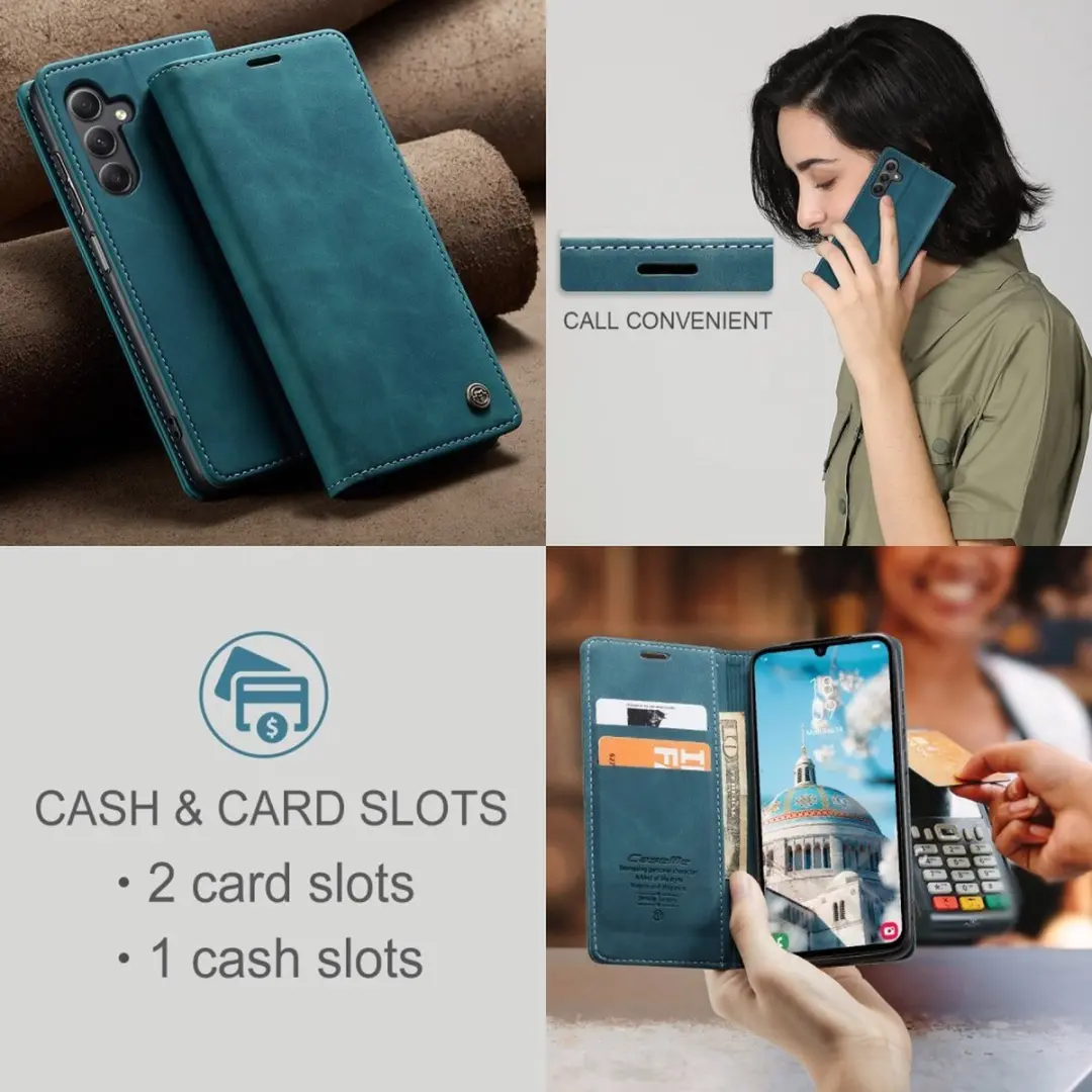 Caseme 013 Book Case Hoesje Samsung Galaxy A15 - Blauw