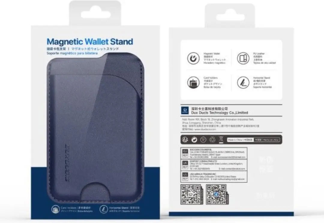 Dux Ducis Neva Series Magnetische Pasjeshouder - iPhone 12/13/14/15/16 - 5 Pasjes - Donker Blauw