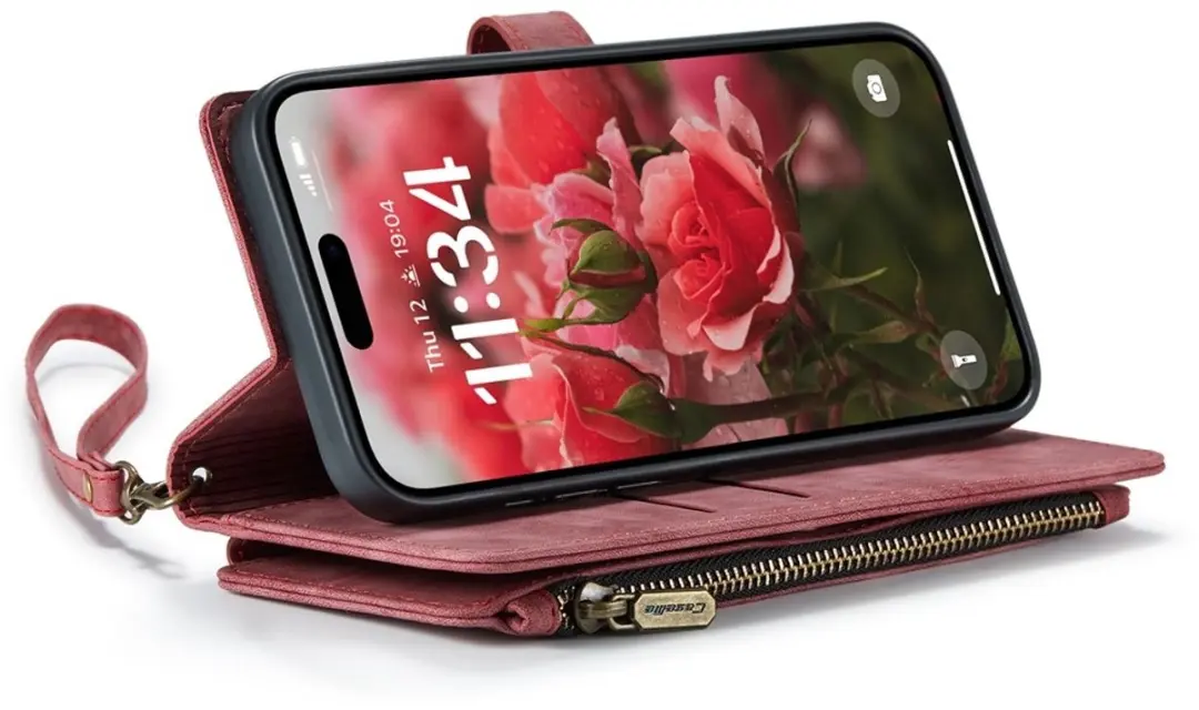 CaseMe C30 iPhone 16 Hoesje met Portemonnee - 7 Pasjes - Rood