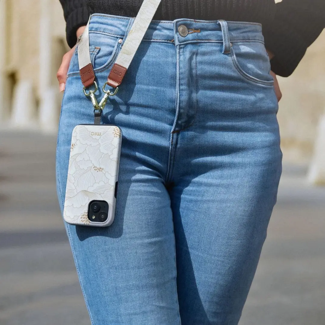 Mobilize Mio Nylon Universeel Telefoonkoord Verstelbaar - White Roses
