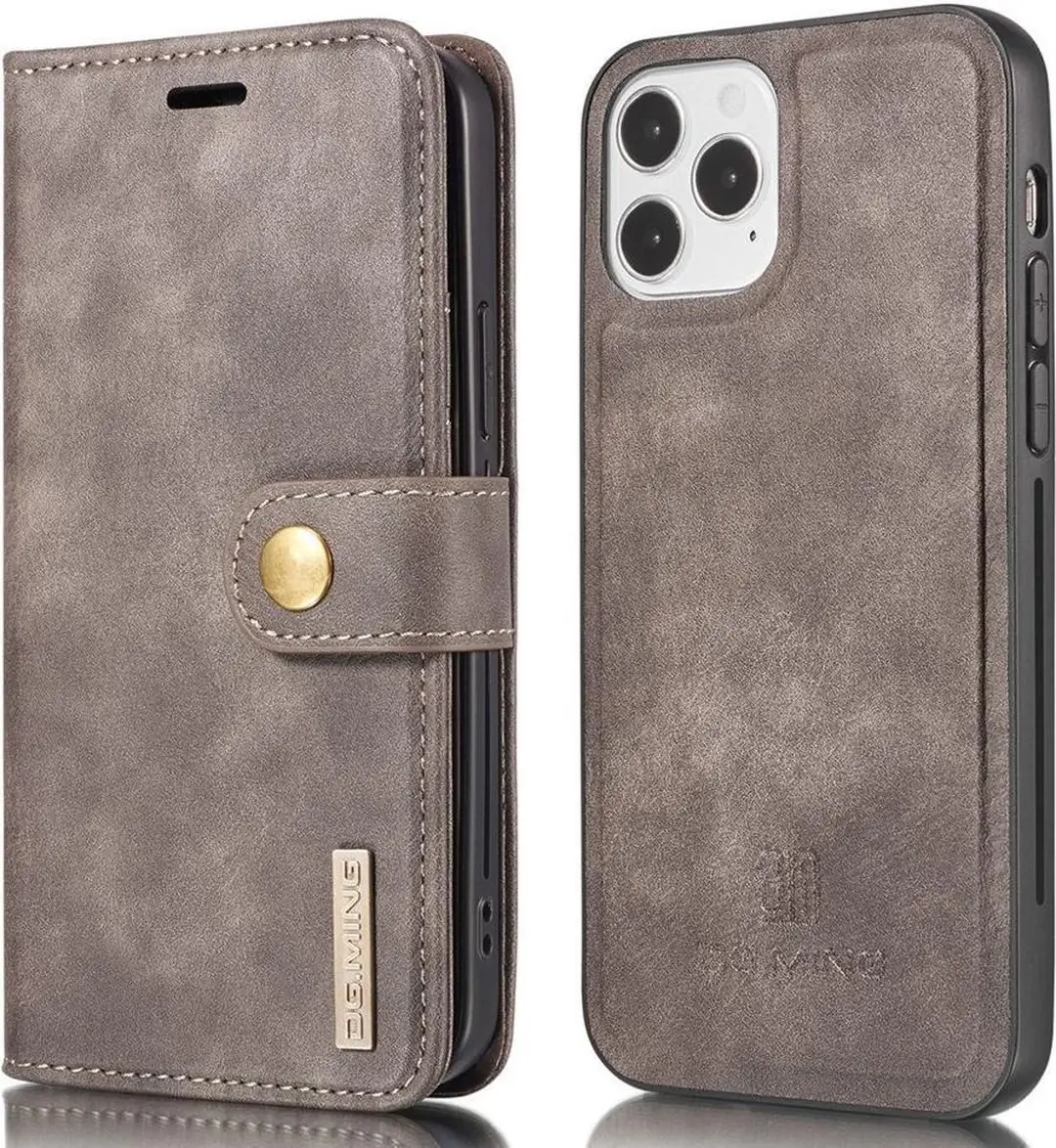 DG.MING Hoesje iPhone 13 2-in-1 Book Case - 3 Pasjes - Bruin