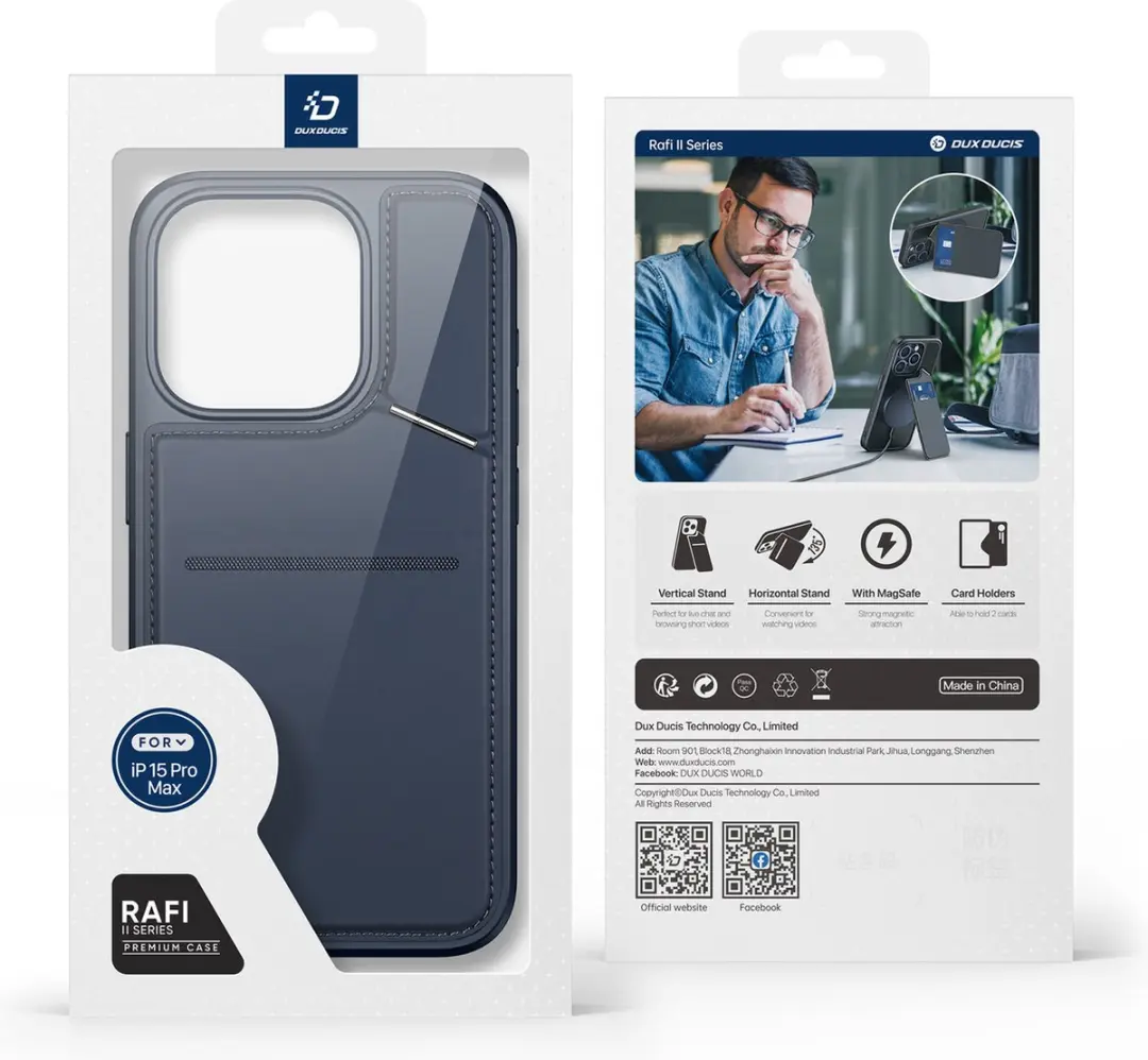 Dux Ducis Rafi Mag Series iPhone 15 Pro Max Hoesje - Donker Blauw